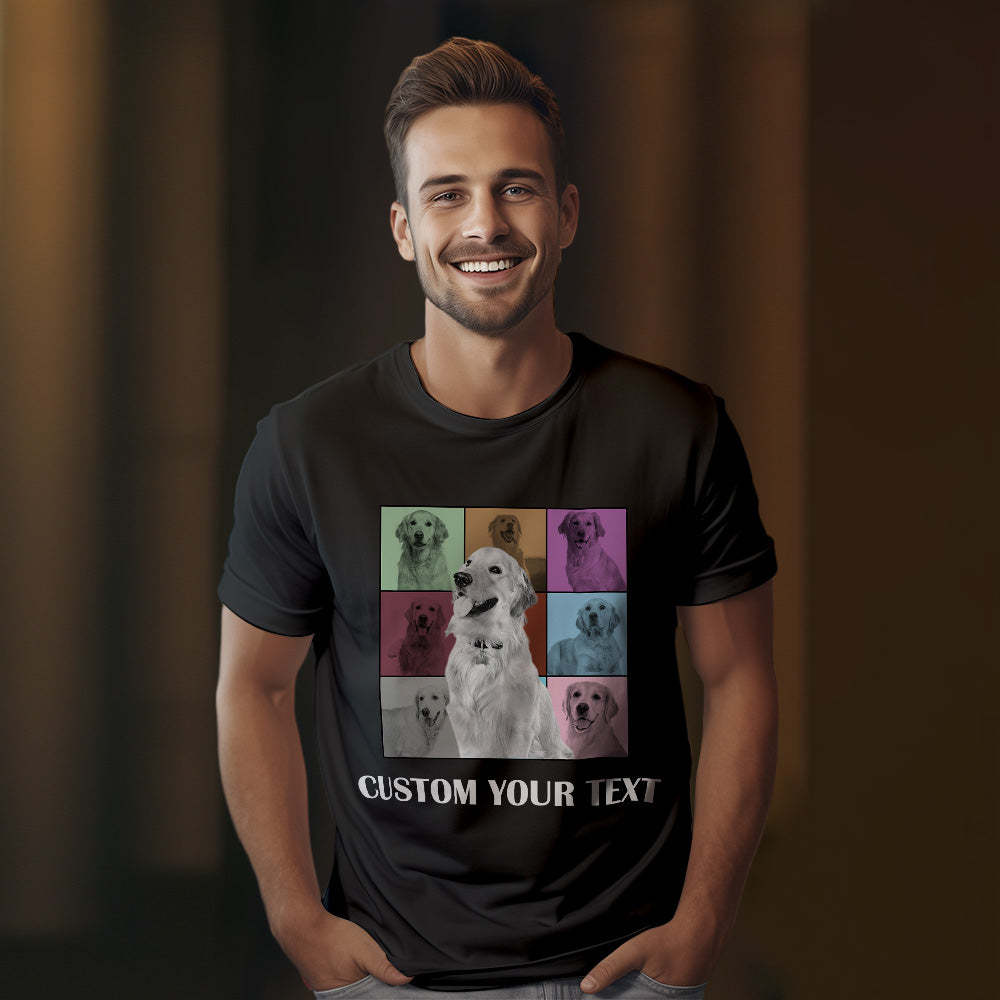Custom Your Photo and Text Shirt Personalised Dog Photo Shirt Custom Multi Pet Portrait Shirt - MyFaceSocksUK