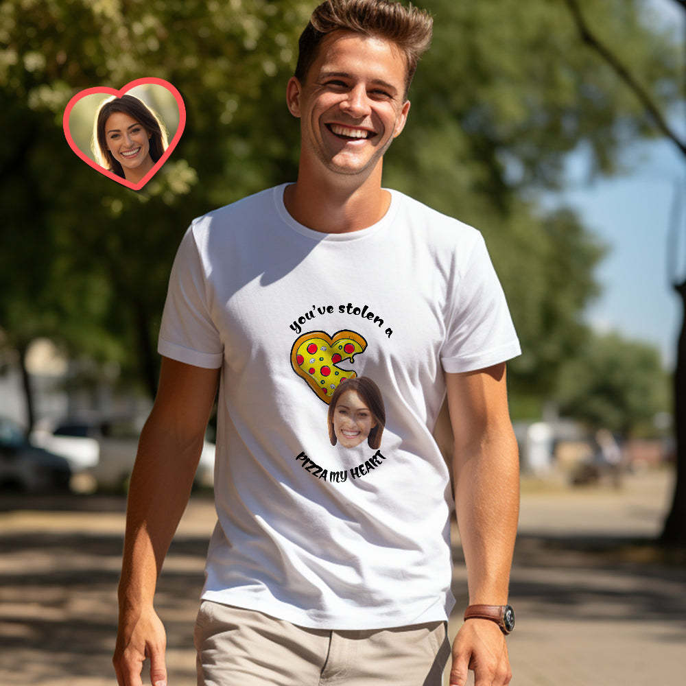 Custom Couple Matching T-shirts Pizza My Heart Personalized Matching Couple Shirts Valentine's Day Gift - MyFaceSocksUK