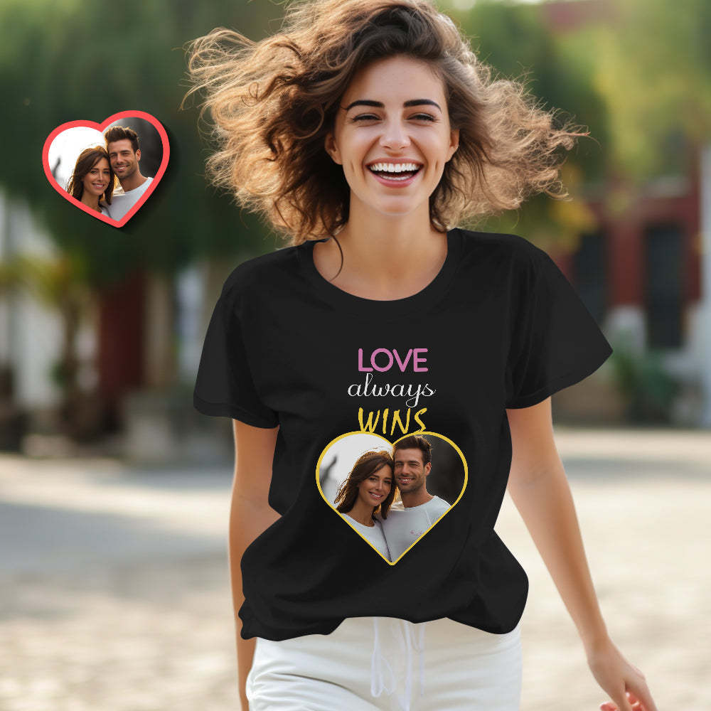 Custom Couple Matching T-shirts Love Always Wins Personalized Matching Couple Shirts Valentine's Day Gift - MyFaceSocksUK