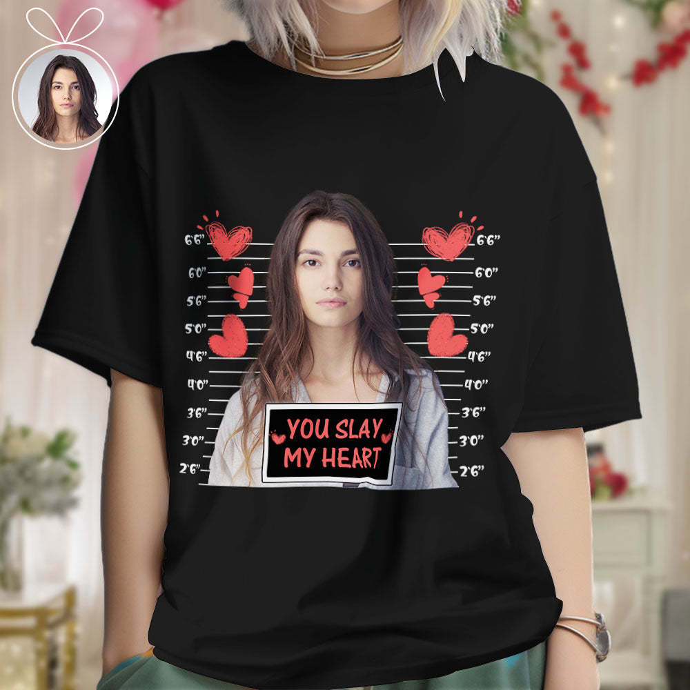Custom Photo T-shirts Personalized Bust Photo T-shirt Valentine's Day Gifts for Couples - MyFaceSocksUK