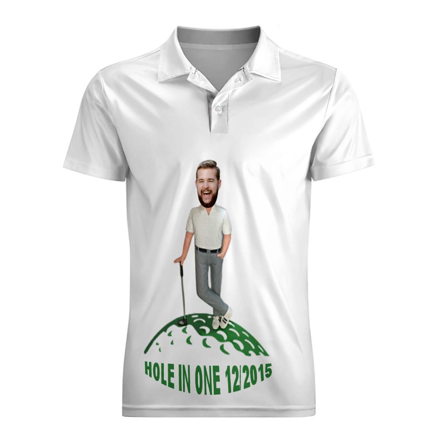 Custom Face Polo Shirt For Men Hole In One Golf Polo Shirt Gift For Golfer - MyFaceSocksUK
