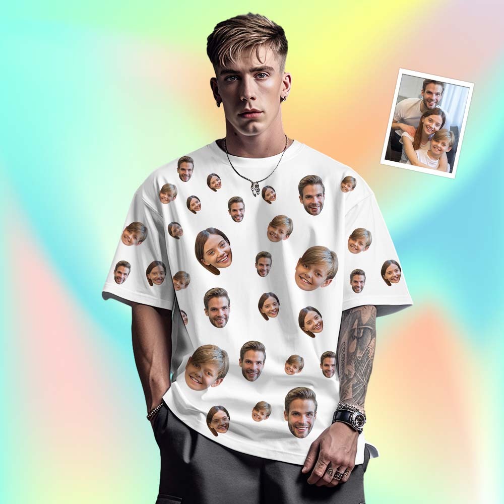 Custom Photo Tee Personalized T-shirt Face Family T-shirt Mash Face - MyFaceSocksUK