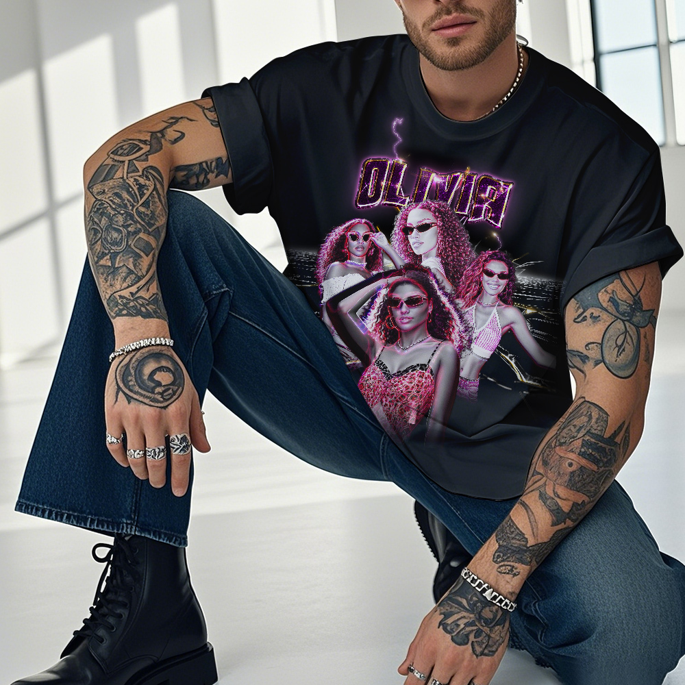 Custom Vintage Photo Tee Personalized Retro Fashion T-Shirts for Christmas Gifts - MyFaceSocksUK