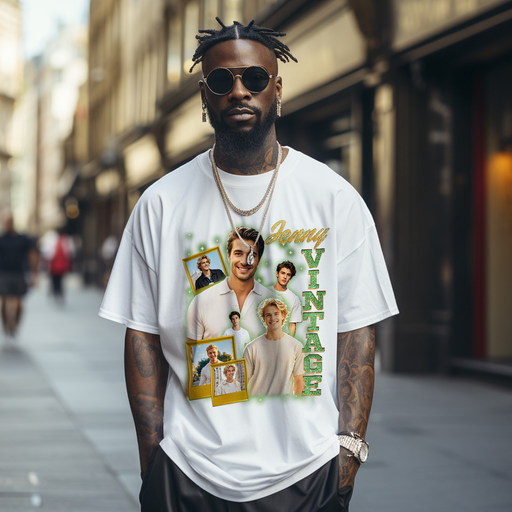 Custom Vintage Photo Tee Personalized Retro T-Shirts for Gift 90s Vintage Gifts for Lover - MyFaceSocksUK