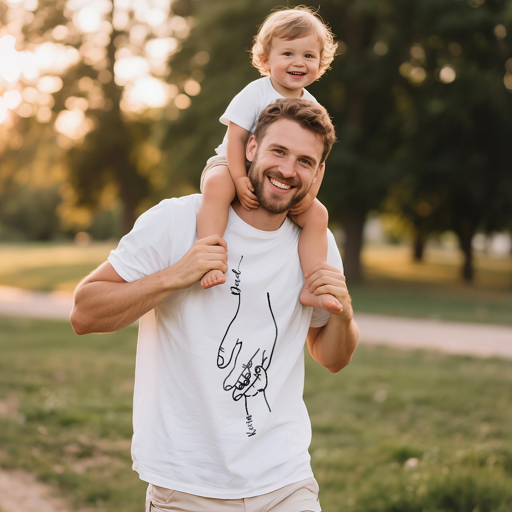 Personalized Dad Shirt With Kids Names Father's Day Shirt, Personalized Dad and Children Hands Shirt Gift for Husband