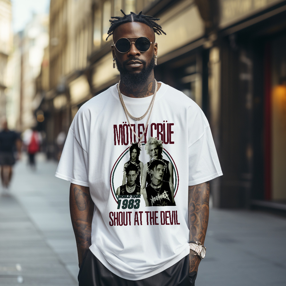 Custom Photo Vintage T-Shirt Motley Crue Shout At The Devil Personalized Face Shirt - MyFaceSocksUK