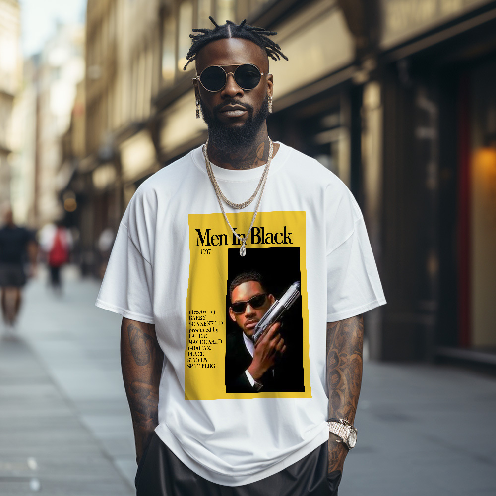 Custom Photo Vintage T-Shirt Men In Black Personalized Face Shirt - MyFaceSocksUK