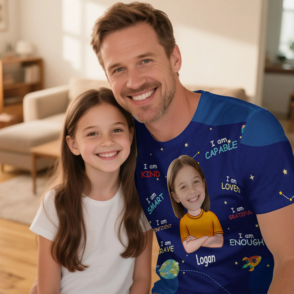 Personalised Dad Shirt Father's Day Shirt Custom Fathers Day Super Dad Shirt Gift - MyFaceSocksUK