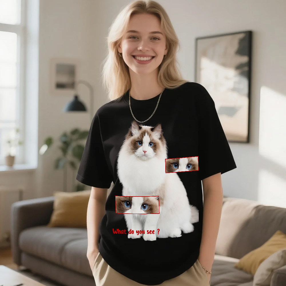 Custom Cat Photo and Name T-Shirt Personalized Pet Shirt for Women Men Cat Mom or Dad Gift - MyFaceSocksUK