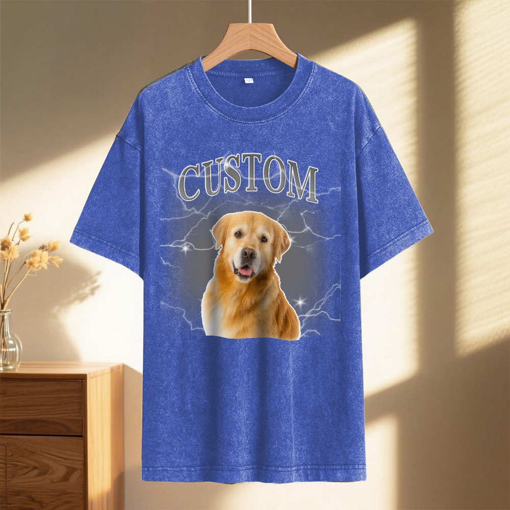 Custom Comfort Colors Vintage Bootleg Pet Shirt Pet Photo Name Custom Dog Portrait Personalized Shirt Custom T Shirts Cat Shirt 90's Tee - MyFaceSocksUK