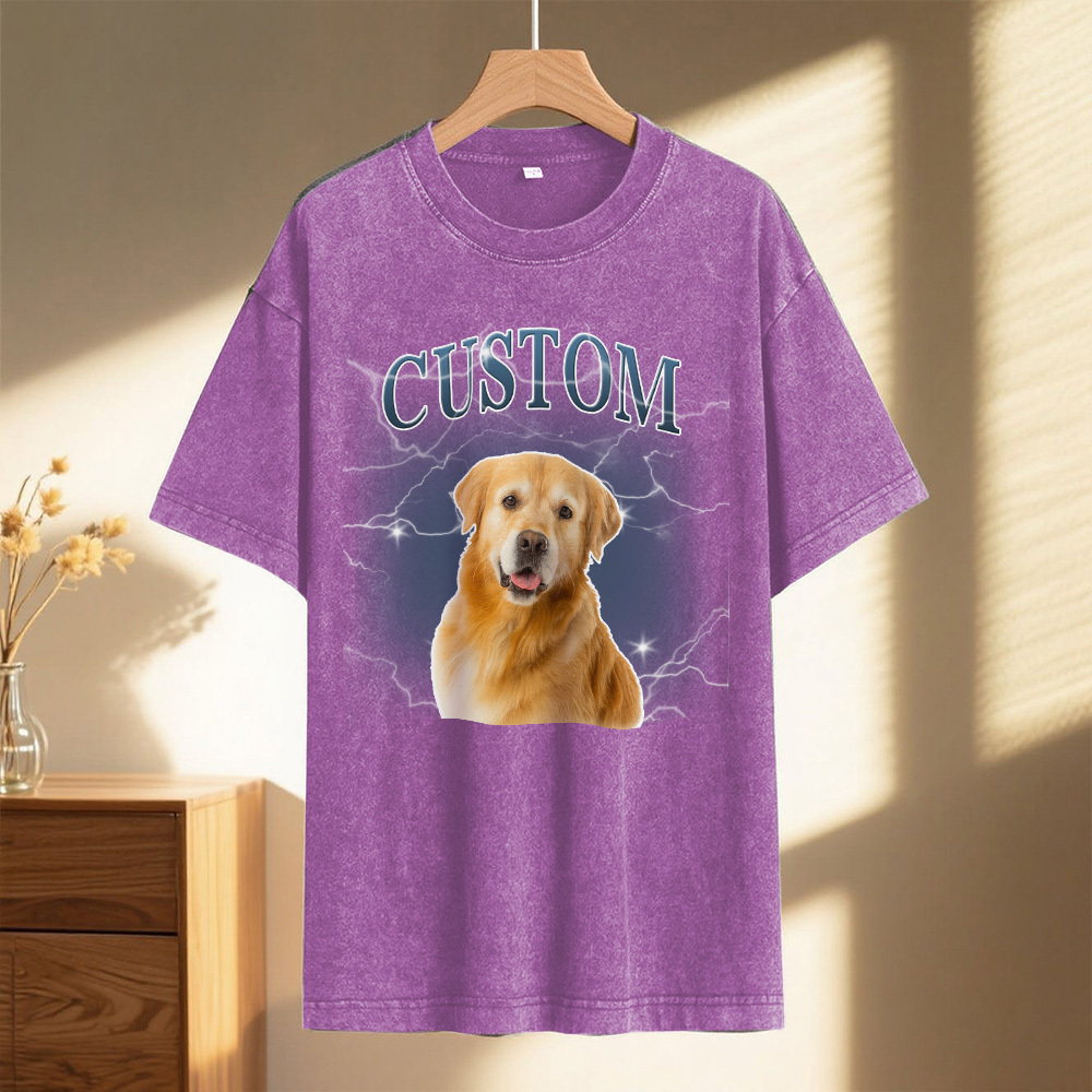 Custom Comfort Colors Vintage Bootleg Pet Shirt Pet Photo Name Custom Dog Portrait Personalized Shirt Custom T Shirts Cat Shirt 90's Tee - MyFaceSocksUK
