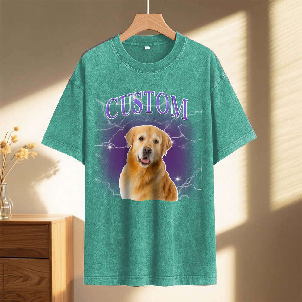 Custom Comfort Colors Vintage Bootleg Pet Shirt Pet Photo Name Custom Dog Portrait Personalized Shirt Custom T Shirts Cat Shirt 90's Tee - MyFaceSocksUK