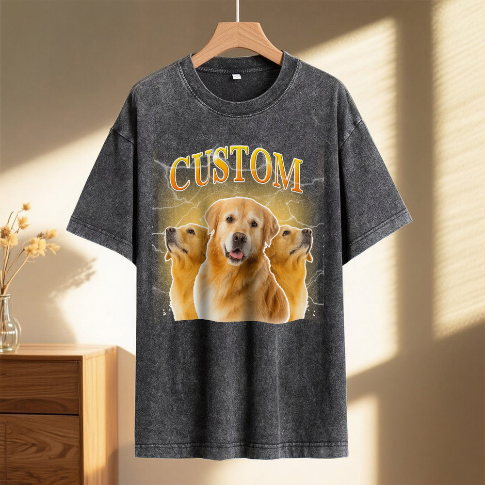 Custom Comfort Colors Vintage Bootleg Pet Shirt Pet Photo Name Custom Dog Portrait Personalized Shirt Custom T Shirts Cat Shirt 90's Tee - MyFaceSocksUK
