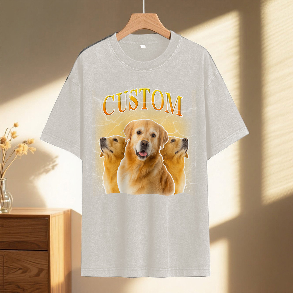 Custom Comfort Colors Vintage Bootleg Pet Shirt Pet Photo Name Custom Dog Portrait Personalized Shirt Custom T Shirts Cat Shirt 90's Tee - MyFaceSocksUK