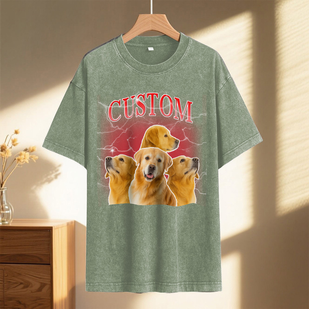 Custom Comfort Colors Vintage Bootleg Pet Shirt Pet Photo Name Custom Dog Portrait Personalized Shirt Custom T Shirts Cat Shirt 90's Tee - MyFaceSocksUK