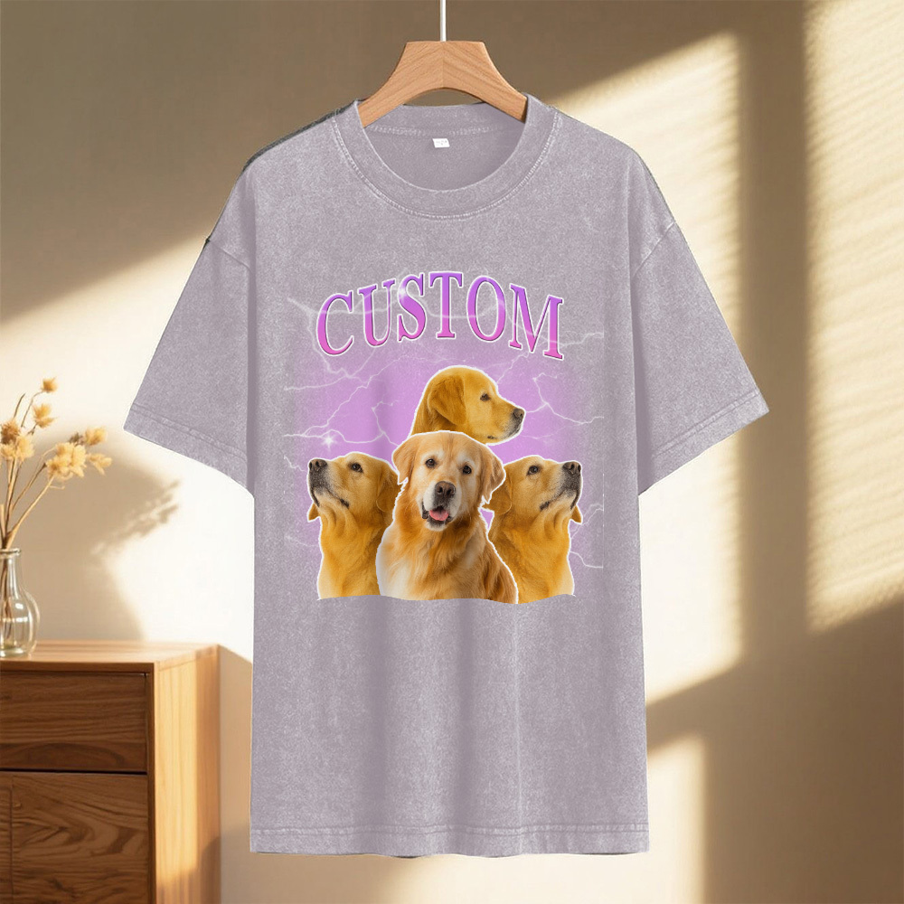 Custom Comfort Colors Vintage Bootleg Pet Shirt Pet Photo Name Custom Dog Portrait Personalized Shirt Custom T Shirts Cat Shirt 90's Tee - MyFaceSocksUK