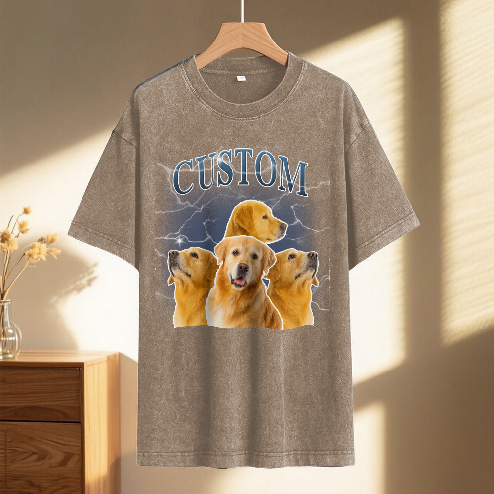 Custom Comfort Colors Vintage Bootleg Pet Shirt Pet Photo Name Custom Dog Portrait Personalized Shirt Custom T Shirts Cat Shirt 90's Tee - MyFaceSocksUK