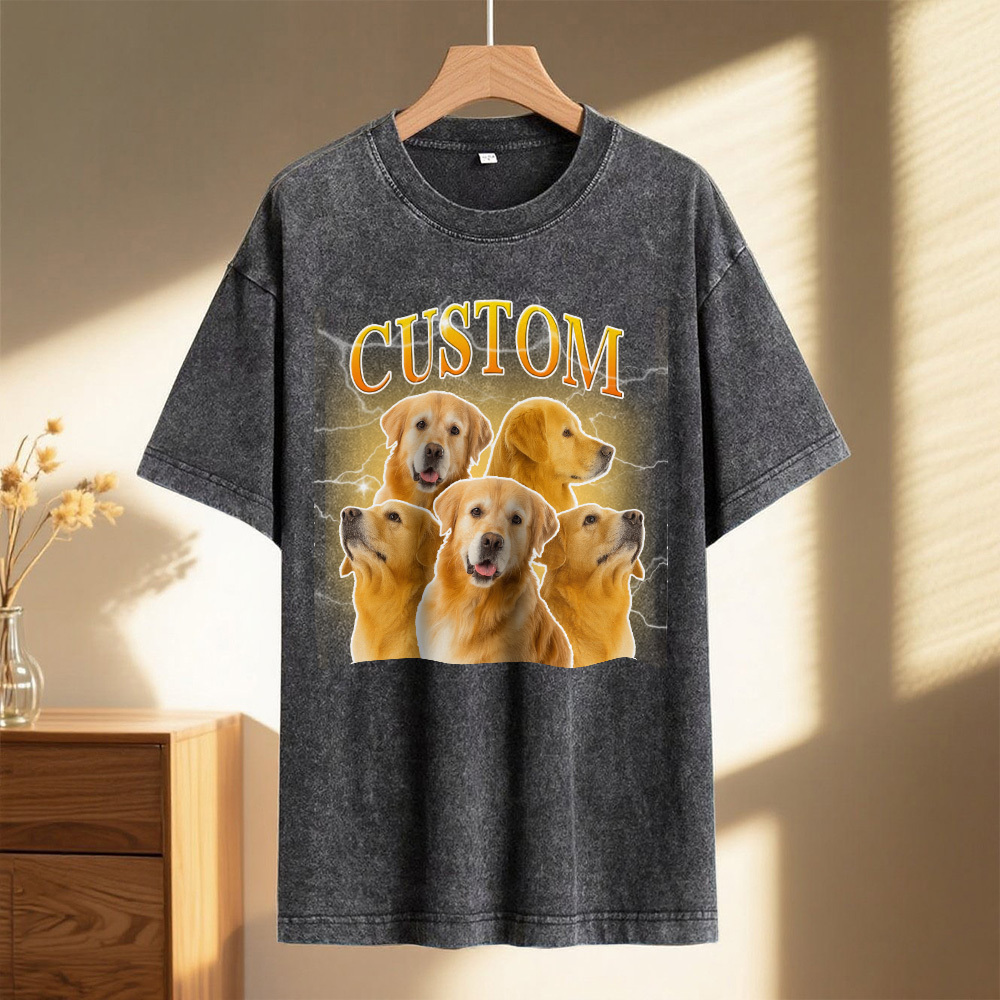 Custom Comfort Colors Vintage Bootleg Pet Shirt Pet Photo Name Custom Dog Portrait Personalized Shirt Custom T Shirts Cat Shirt 90's Tee - MyFaceSocksUK