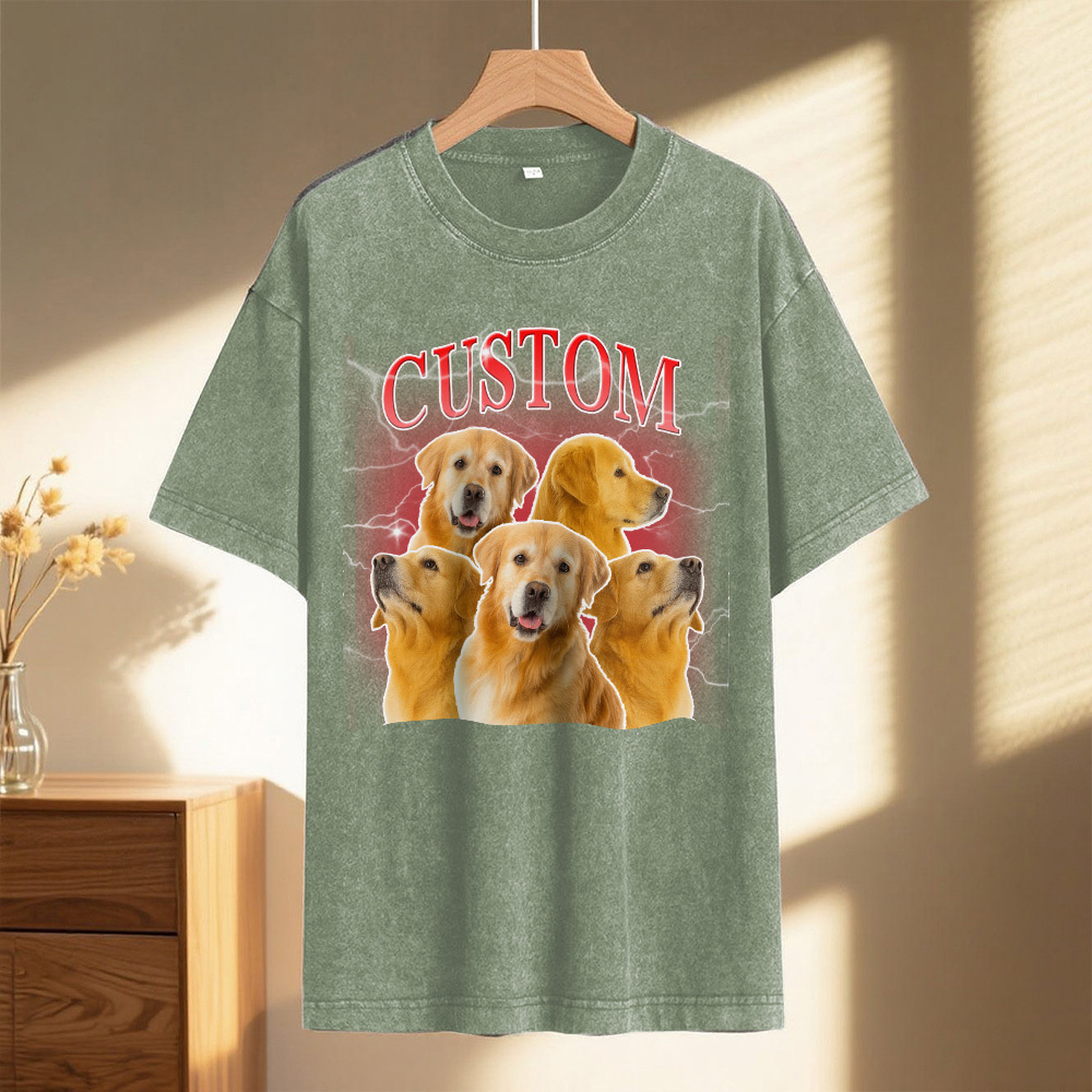 Custom Comfort Colors Vintage Bootleg Pet Shirt Pet Photo Name Custom Dog Portrait Personalized Shirt Custom T Shirts Cat Shirt 90's Tee - MyFaceSocksUK