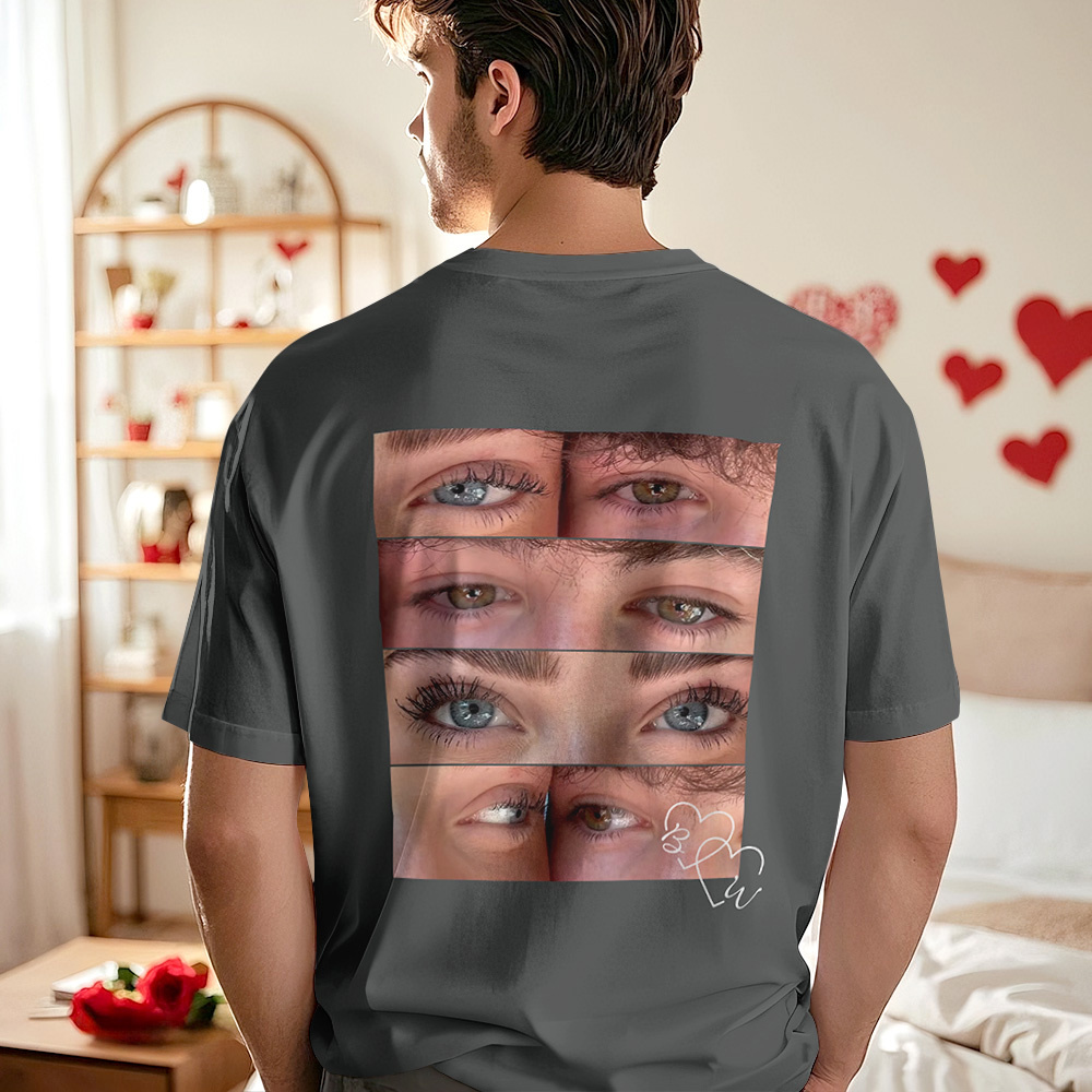 Custom Photo T-shirt Personalized Eyes Shirt for Couple - MyFaceSocksUK