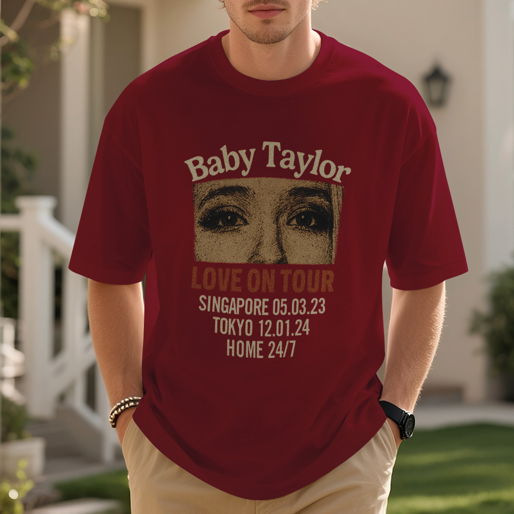 Custom Photo Girlfriend Eyes Love on Tour Shirt With Text - MyFaceSocksUK