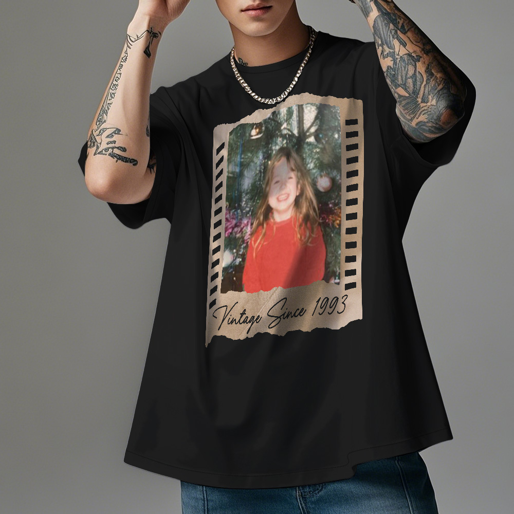 Custom Photo Vintage T-Shirt Film Style Tshirt Personalized Photo Tshirt Vintage Gift Idea - MyFaceSocksUK