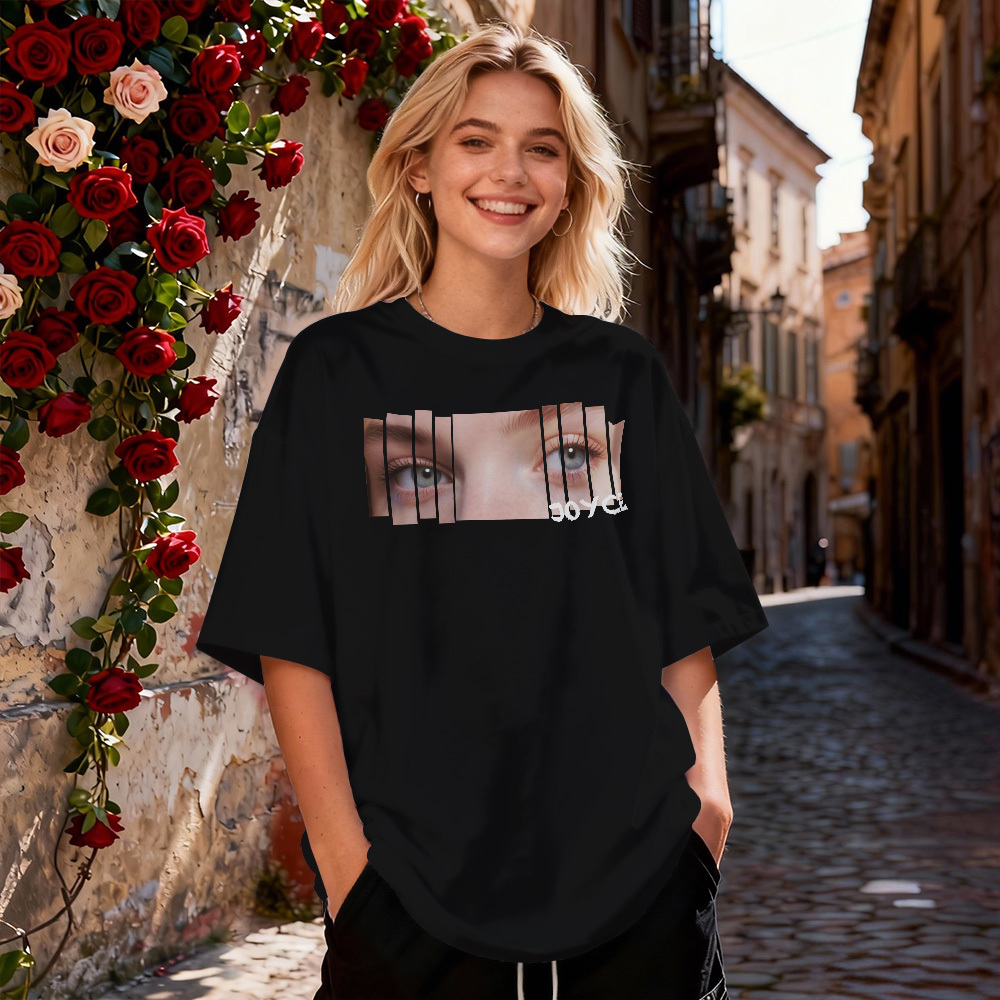 Christmas Gifts Custom Eyes Shirt Girlfriend Eyes Tee Personalized Photo and Name for Lovers