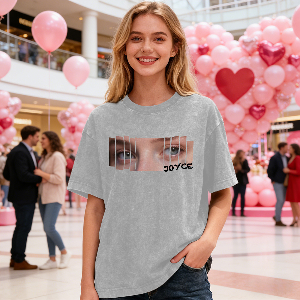Anniversary Gifts Custom Eyes Shirt Girlfriend Eyes Tee Personalized Photo and Name for Lovers