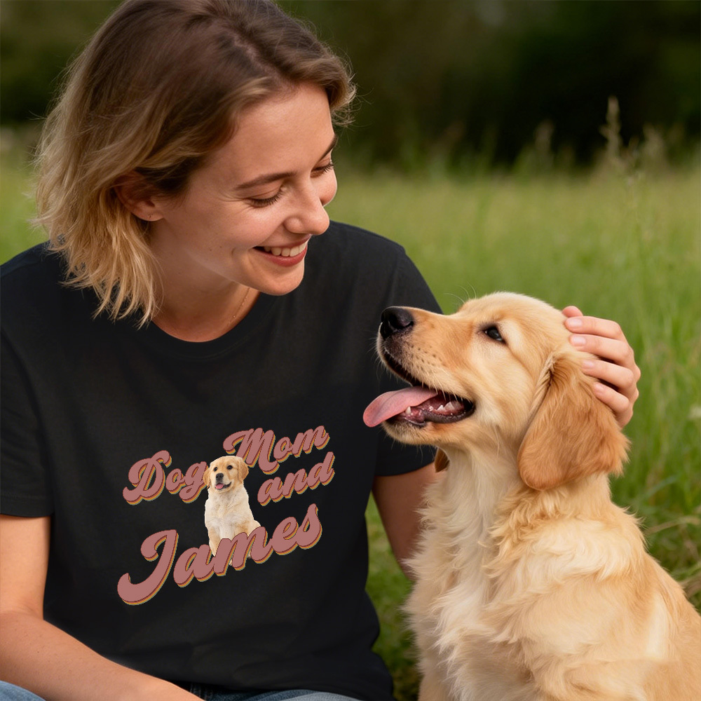 Custom Photo And Text T-Shirt Personalized Pet Face Shirt Custom Pet Portrait T-Shirt Gift for Pet Lovers - MyFaceSocksUK