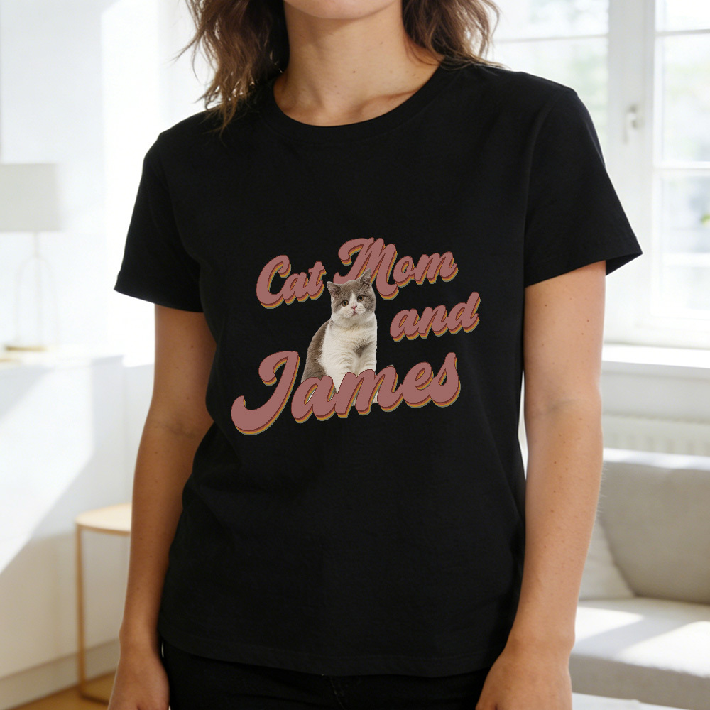 Custom Photo And Text T-Shirt Personalized Pet Face Shirt Custom Pet Portrait T-Shirt Gift for Pet Lovers - MyFaceSocksUK