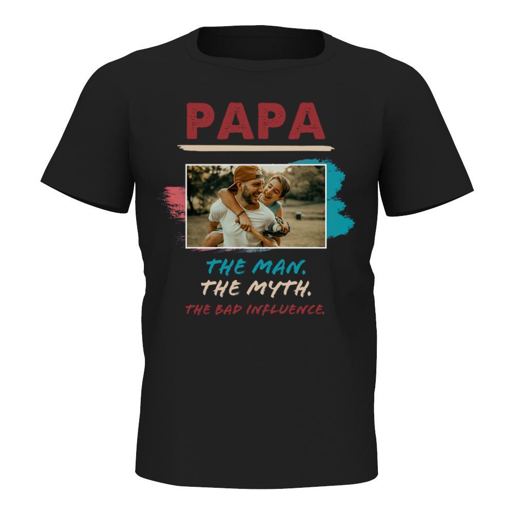 Custom Photo T-shirt Papa The Man The Myth - MyFaceSocksUK