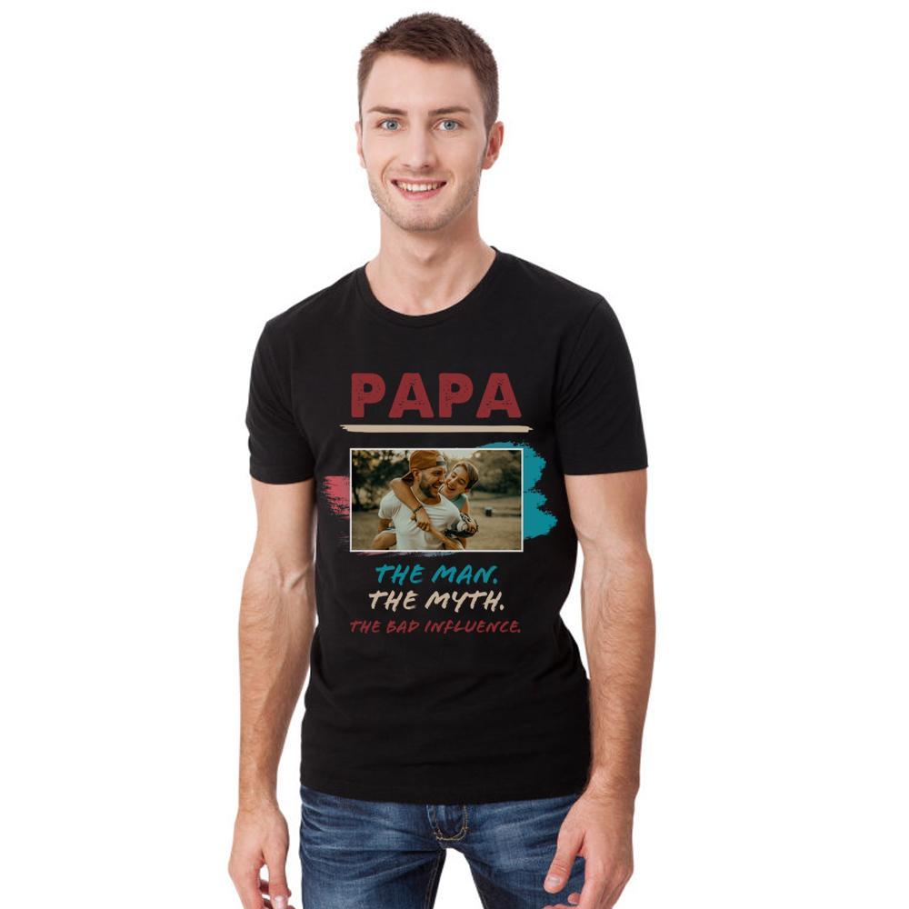 Custom Photo T-shirt Papa The Man The Myth - MyFaceSocksUK