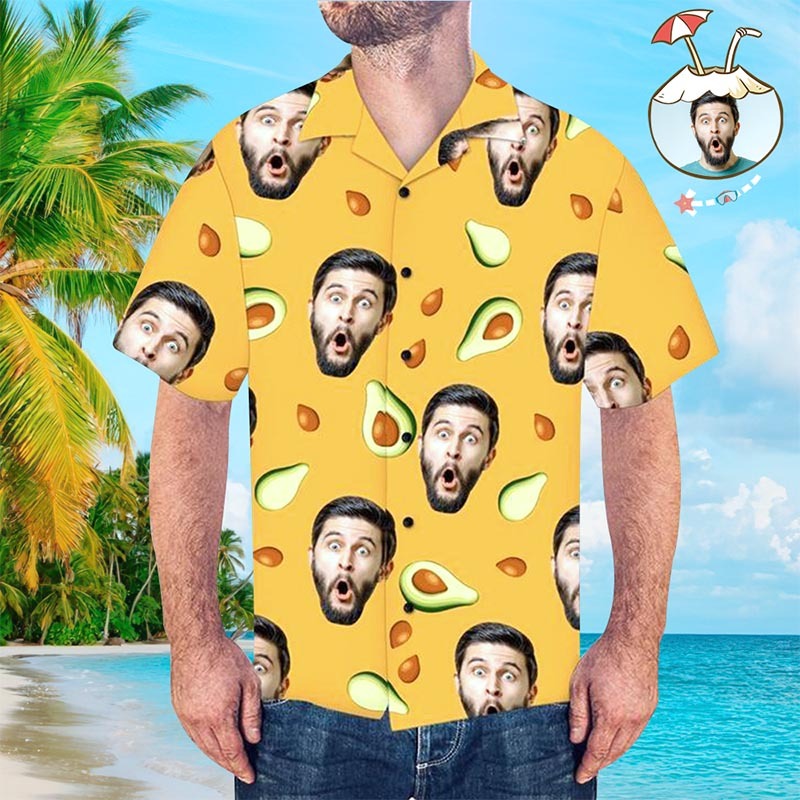 Custom Hawaiian Shirt with Dog on It Personalised Hawaiian Shirt Avocado Beach Shirt - MyFaceSocksUK