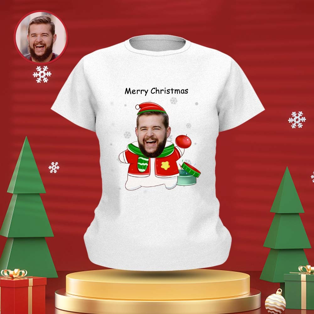 Custom Face T-shirt Personalised Photo T-shirt Gift For Women And Men Merry Christmas - MyFaceSocksUK