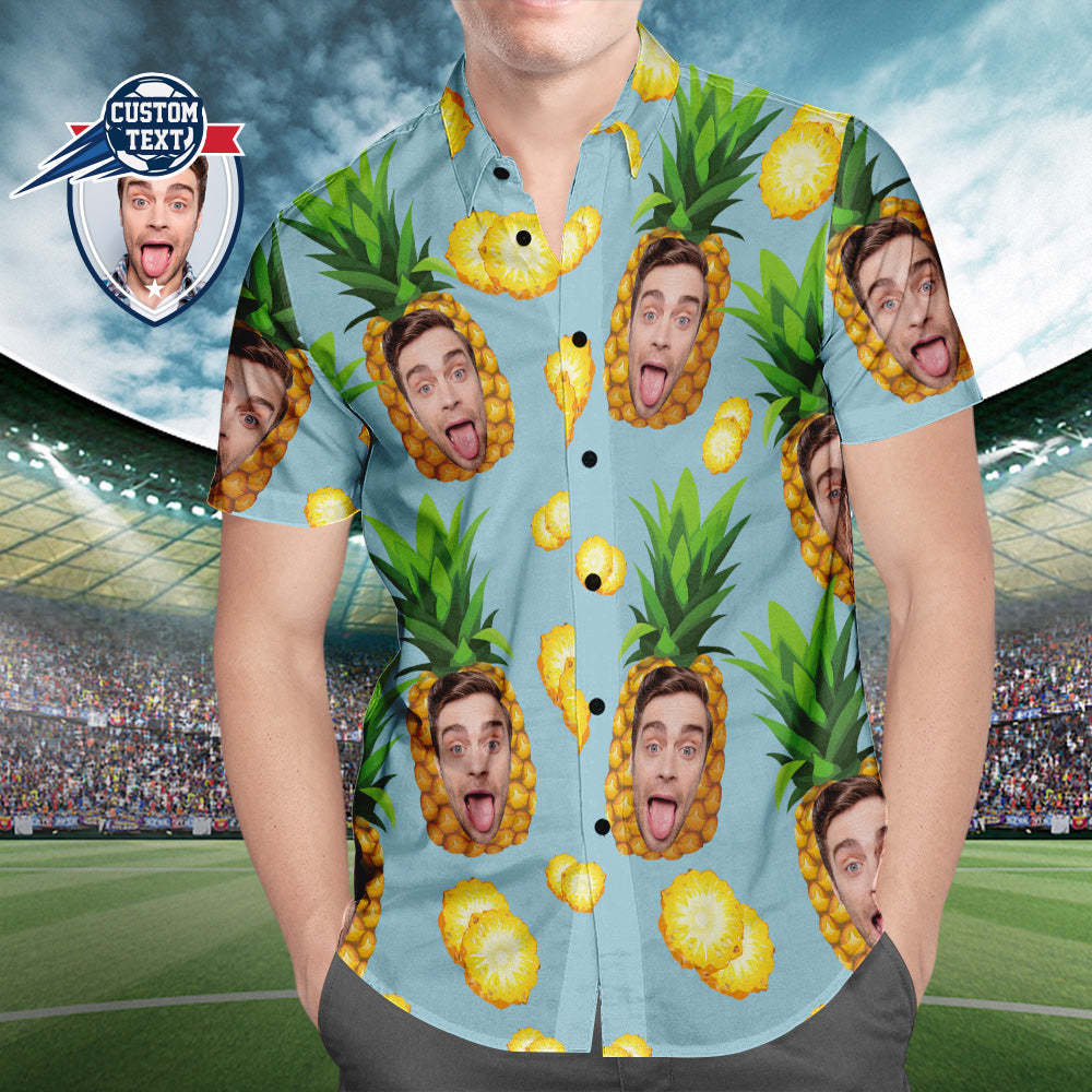 Custom Printed Hawaiian Shirt for Fans Personalized Face and Text Hawaiian Shirt Gift for fans - Funny Pineapple - MyFaceSocksUK