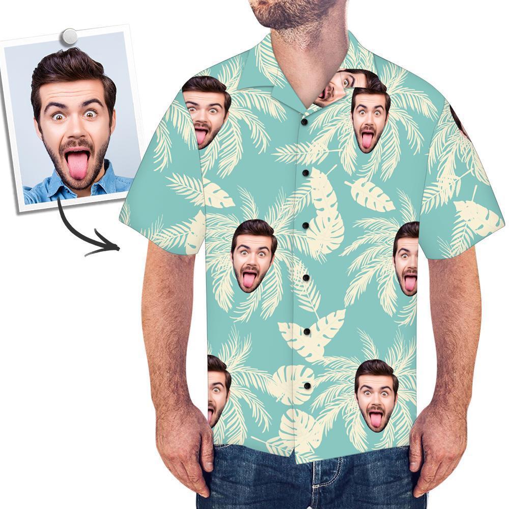 Custom Dog Face Hawaiian Shirt Custom Tropical Shirts Plain Shirts with Pet Face - MyFaceSocksUK