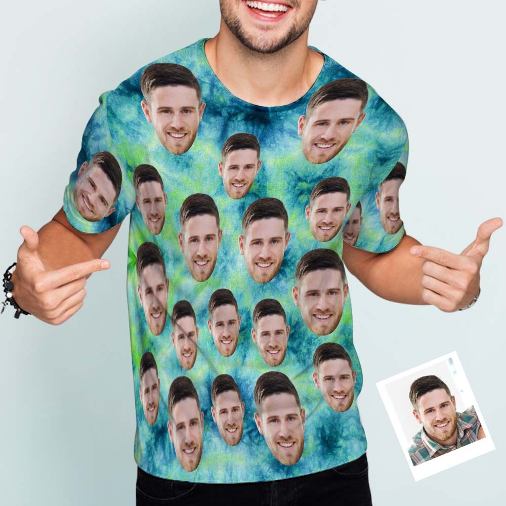 Custom Face Men's T-shirt Personalised Photo Funny Tie Dye T-shirt Gift For Men - MyFaceSocksUK