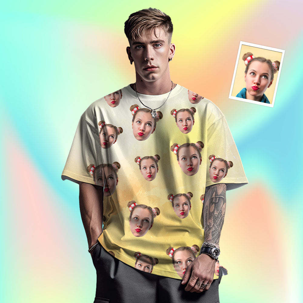 Custom Face Men's T-shirt Personalised Photo Funny Color ink T-shirt Gift 4 Style - MyFaceSocksUK