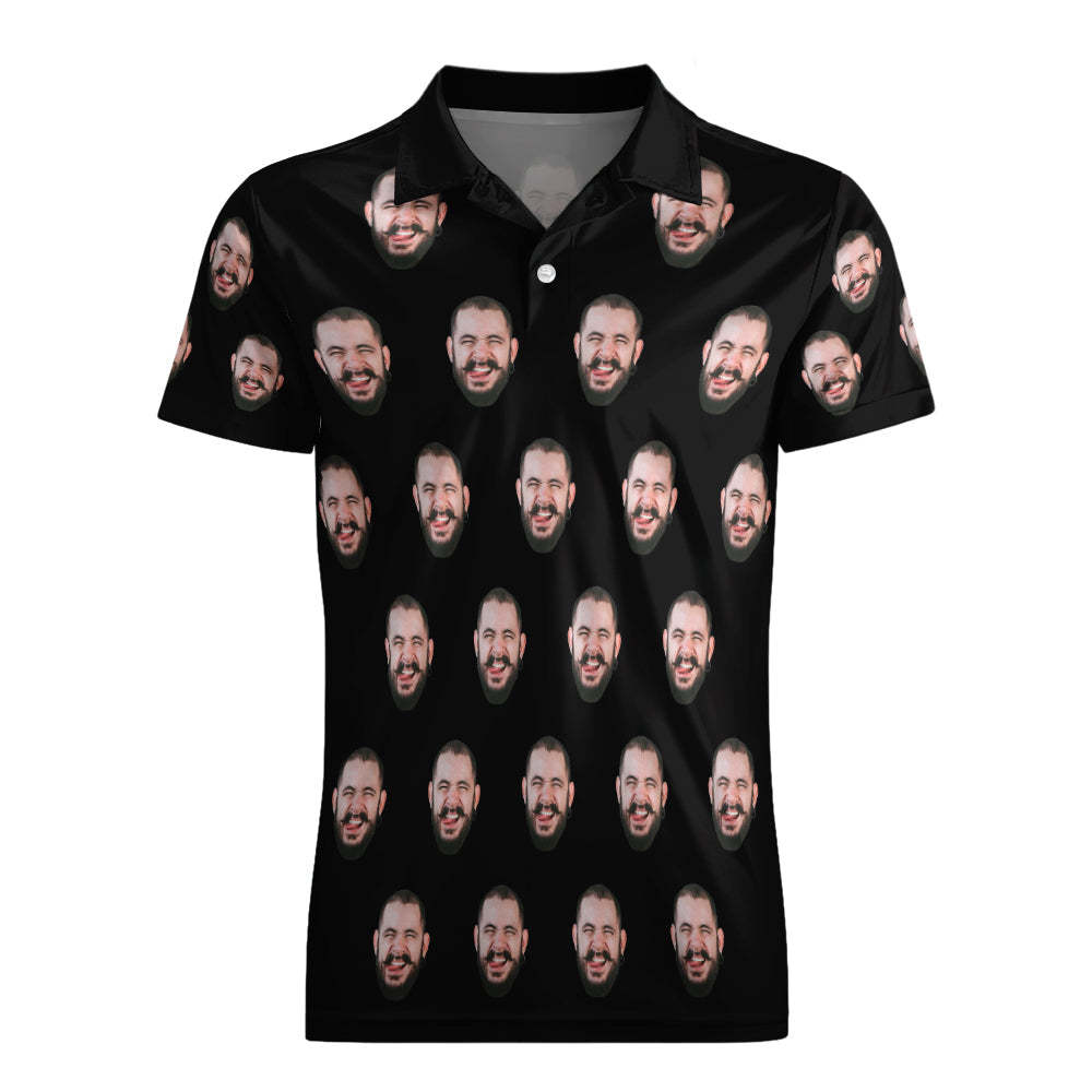 Custom Men's Face POLO Shirt Personalised Golf Shirts For Him - MyFaceSocksUK