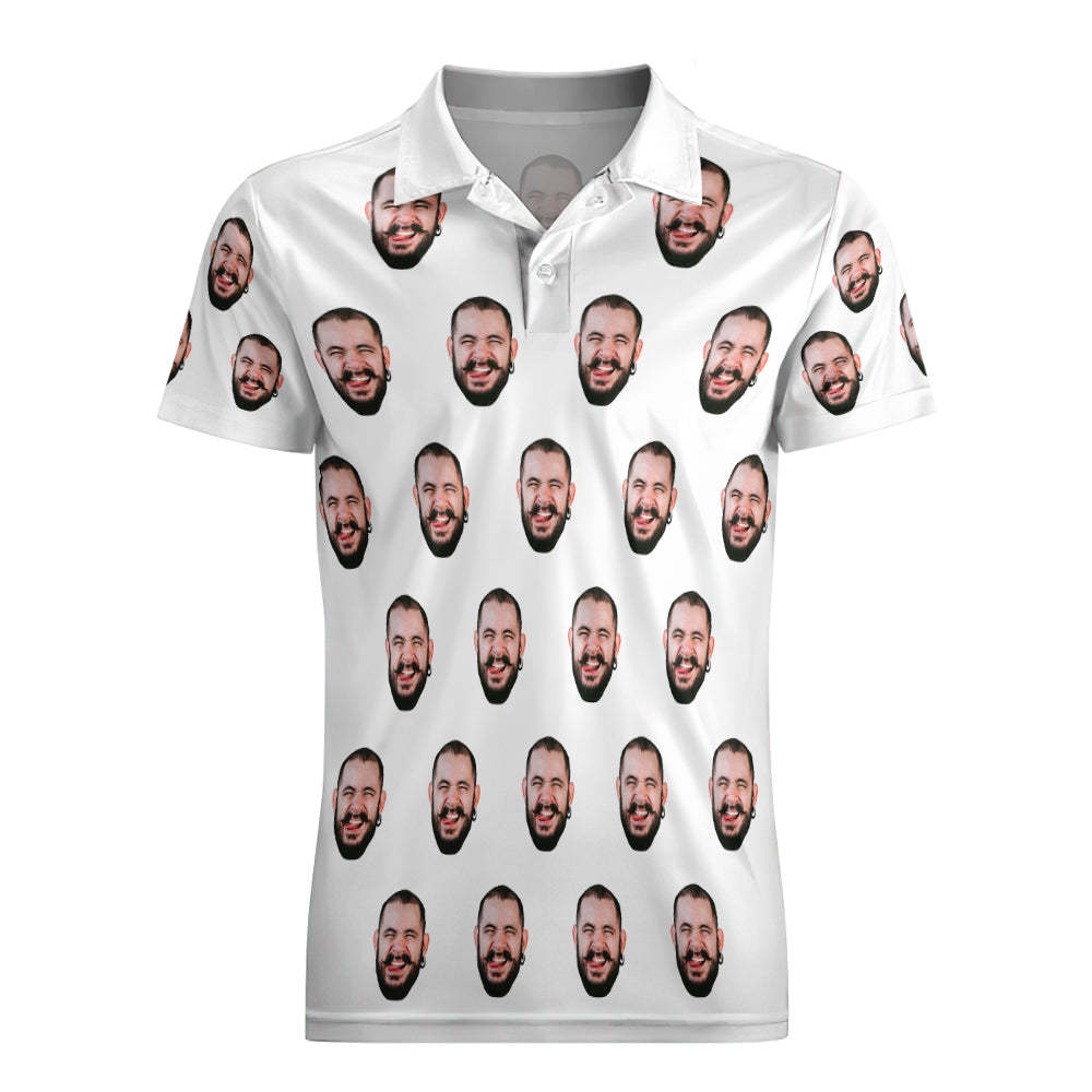 Custom Men's Face POLO Shirt Personalised Golf Shirts For Him - MyFaceSocksUK