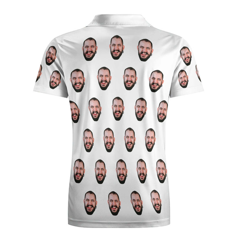 Custom Men's Face POLO Shirt Personalised Golf Shirts For Him - MyFaceSocksUK