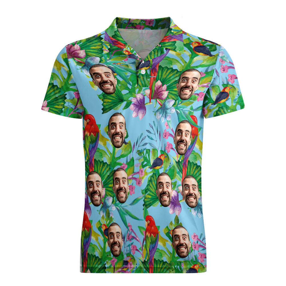 Custom Polo Shirt Hawaiian Golf Polo Shirts Parrot Aloha Summer Shirt - MyFaceSocksUK