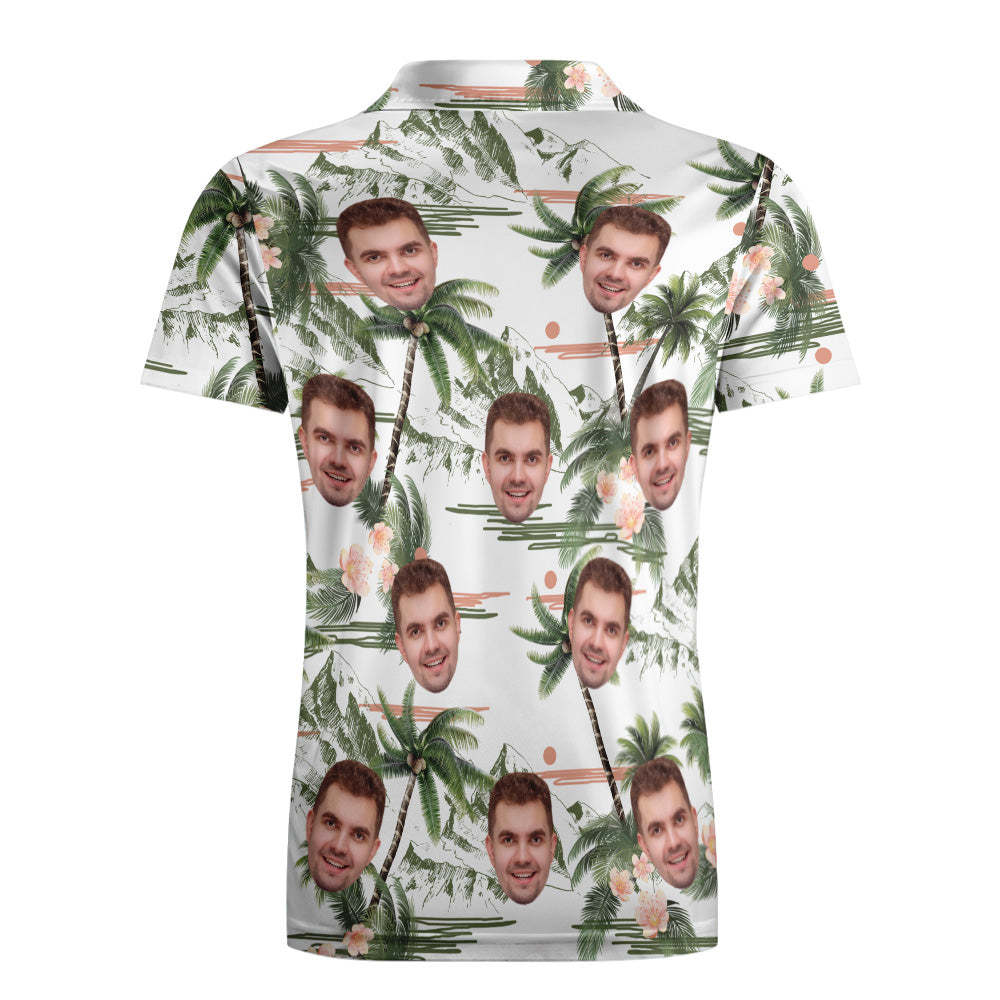 Custom Polo Shirt Hawaiian Golf Polo Shirts All Over Print Coconut Tree - MyFaceSocksUK