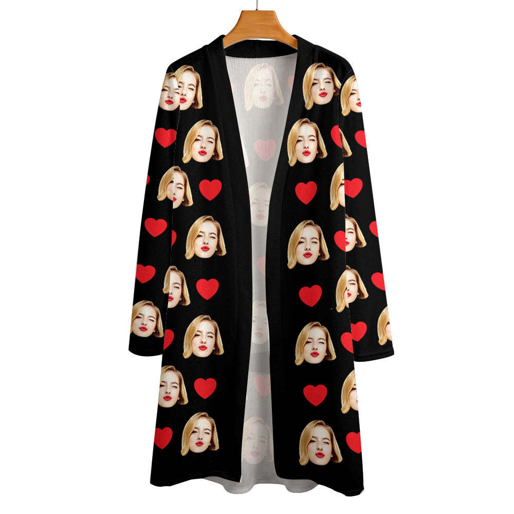 Personalized Cardigan Women Open Front Cardigans Long Sleeve Top - MyFaceSocksUK