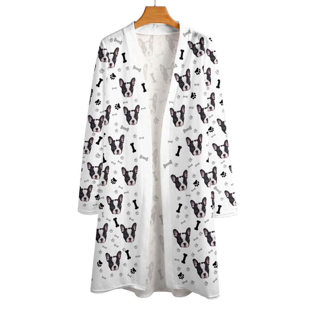 Personalized Cardigan Women Open Front Long Sleeve Cardigans Gifts for Pet Lovers - MyFaceSocksUK