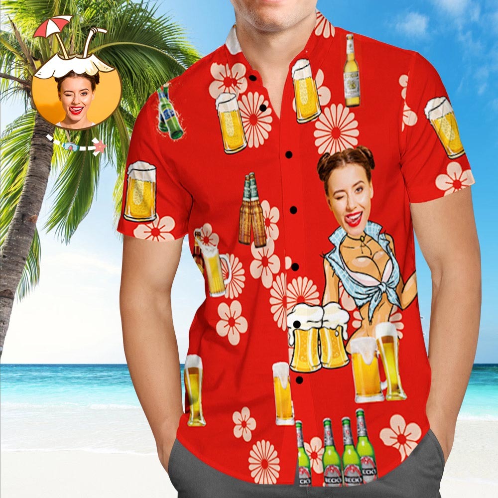 Custom Dog Face Hawaiian Shirt Custom Hawaiian Shirt with Photo Button Down Beach Shirts - MyFaceSocksUK