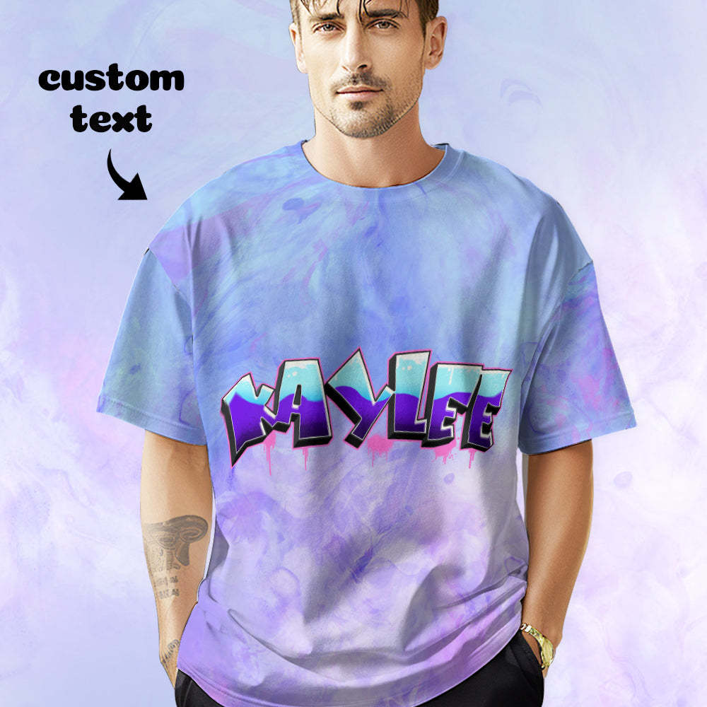 Custom T-shirt Personalised Name Tee Unisex Purple Summer Tie-dye T-shirt - MyFaceSocksUK