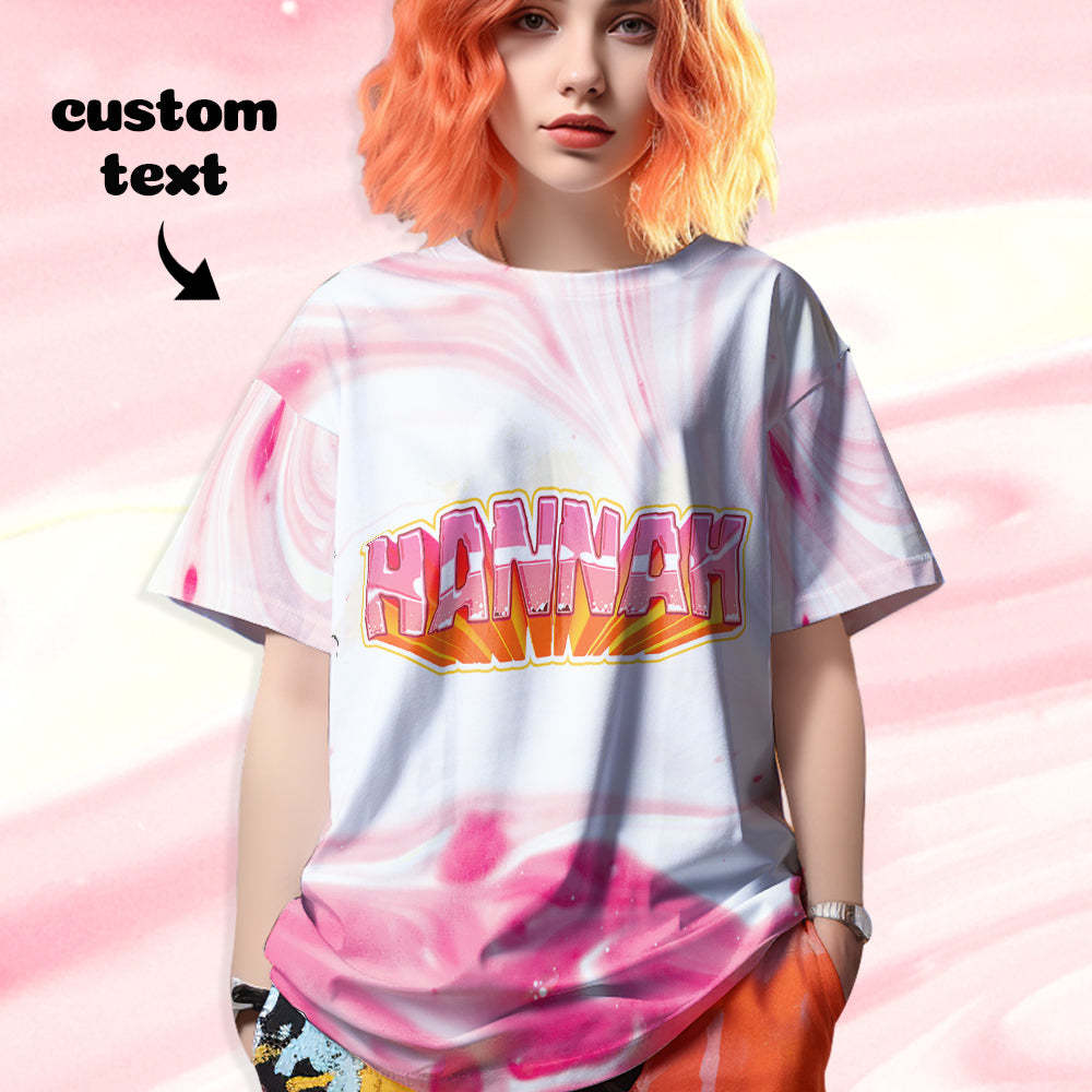 Custom T-shirt Personalised Name Tee Unisex Pink Summer T-shirt - MyFaceSocksUK