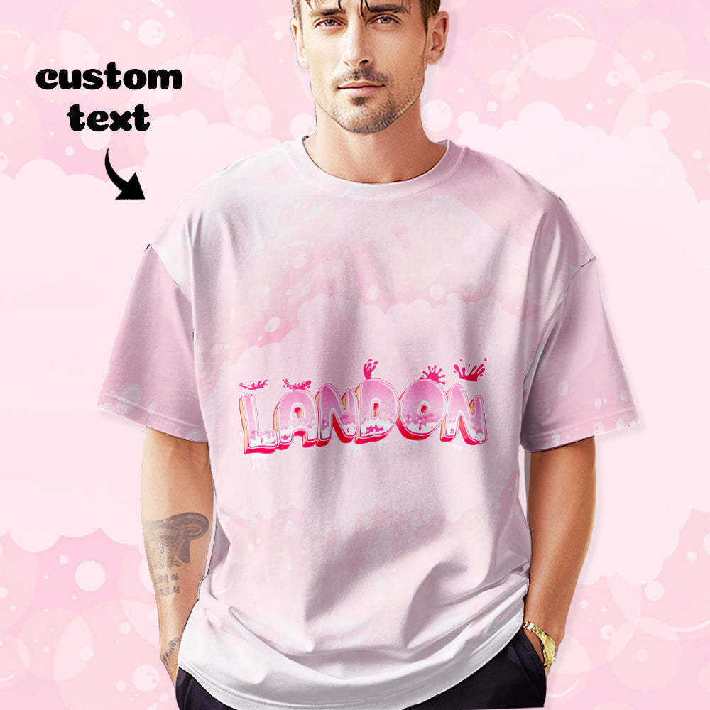 Custom T-shirt Personalised Name Tee Pink Unisex Summer T-shirt - MyFaceSocksUK