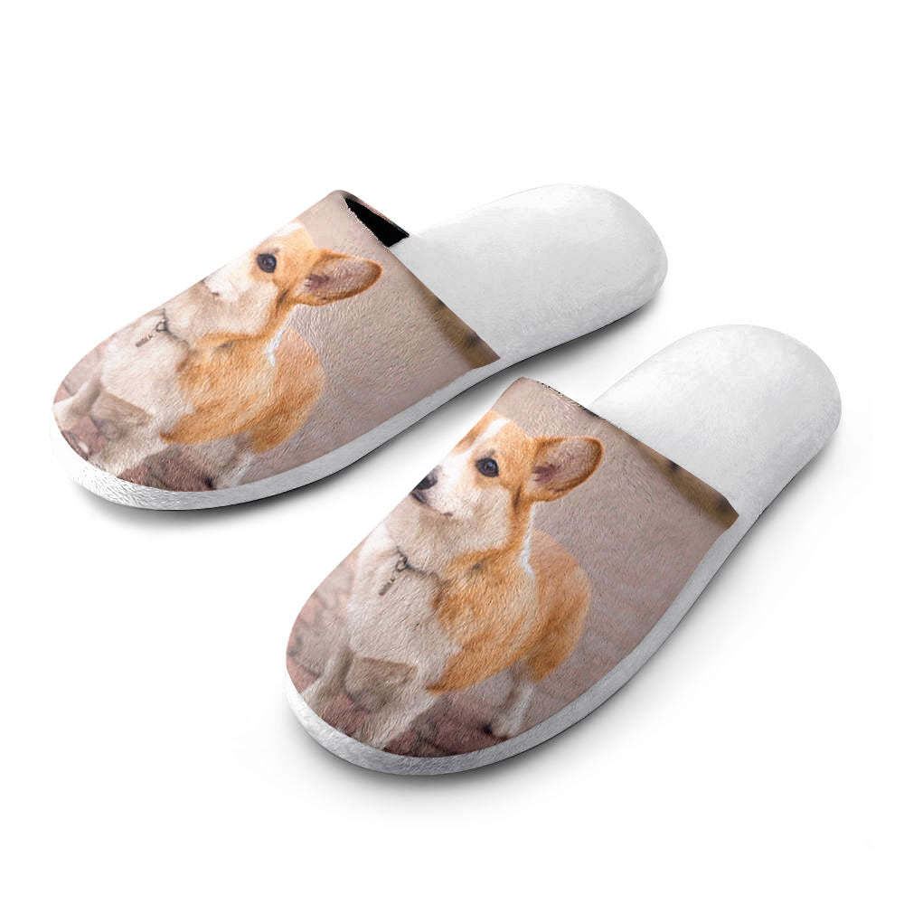 Custom Photo Women's and Men's Cotton Slippers Personalised Casual House Shoes Indoor Outdoor Bedroom Slippers Christmas Gift - MyFaceSocksUK